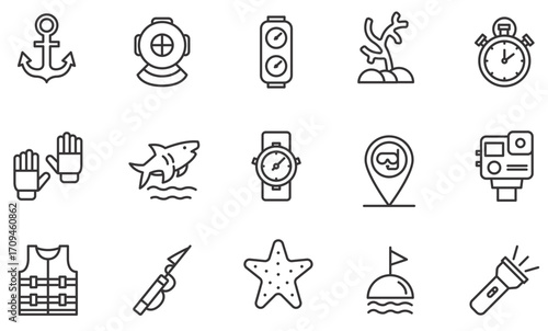 Diving outline icon illustration vector. editable