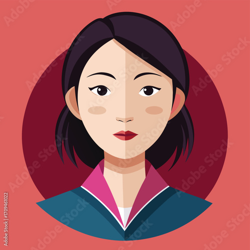 Smiling Woman Portrait Avatar Flat Vector Illustration