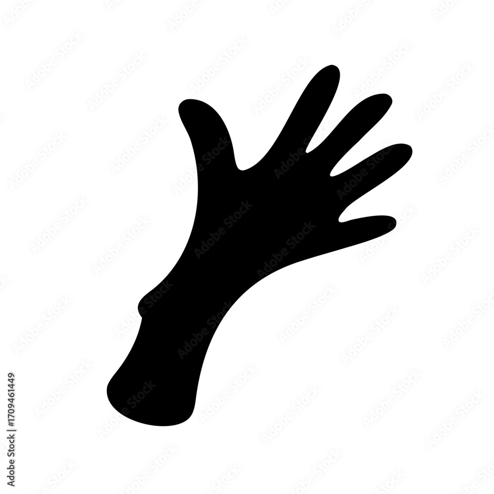 Obraz premium Black and white simple illustration of a hand silhouette with fingers