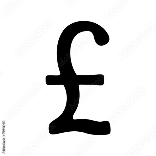 Black silhouette of the pound sterling symbol currency on a white background