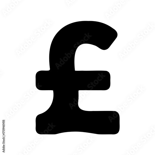 Simple black British pound currency symbol on a plain white background