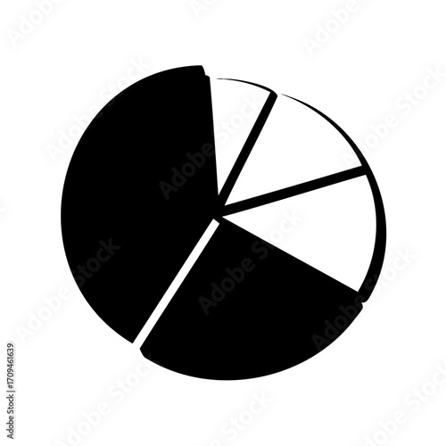 Black and white pie chart depicting data distribution in a segmented circle