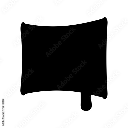 Black pillow with protruding object on white background simple illustration art