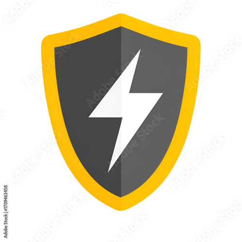 Free Download A modern shield icon representing cybersecurity, featuring a lightning bolt and sleek design for digital protection. - GFXLoad
