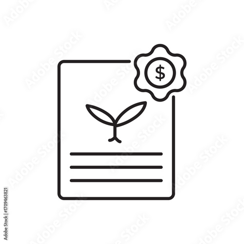 Green bonds icon vector, symbolizing sustainable finance, eco-friendly investment, renewable energy funding, and climate action for environmental protection and responsible economic growth.