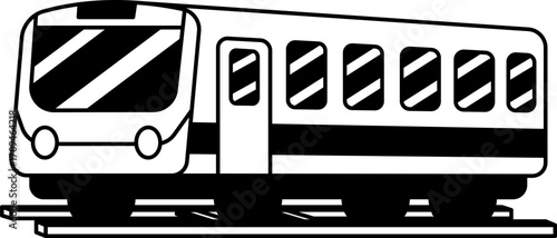 black and white isolate illustration of a train
