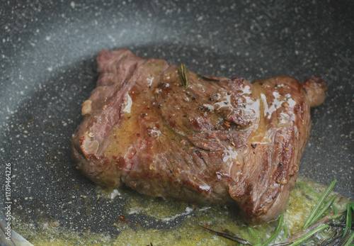 Steak that is in the pan