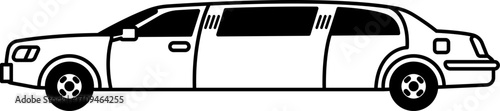 black and white isolate illustration of a limousine