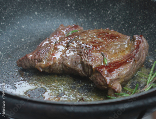 Steak that is in the pan