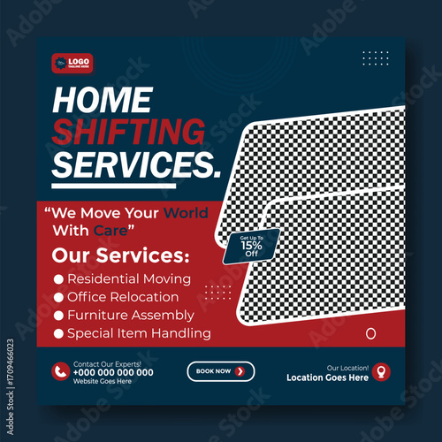 Home shifting services social media post template for your business promotion