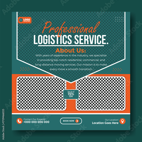 Professional logistics service social media post template for promotion