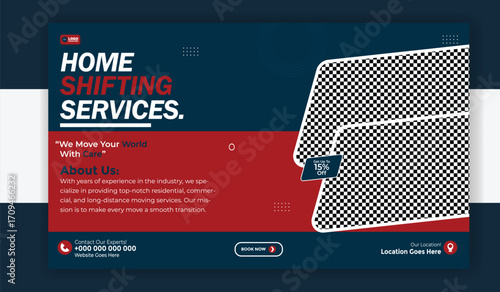 Home shifting services banner template for social media post design layout