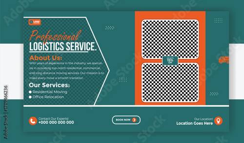 Professional logistics service banner template for social media post design