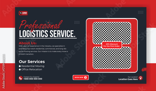 Professional logistics service banner template for social media post design