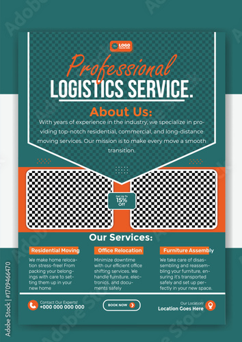 Professional logistics service flyer template for your business promotion