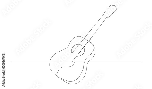 One Line Drawing of Acoustic Guitar