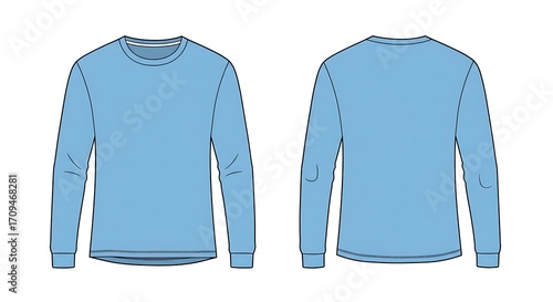 Wallpaper Mural Flat vector mockup of a basic man long sleeve sky blue color t-shirt Torontodigital.ca