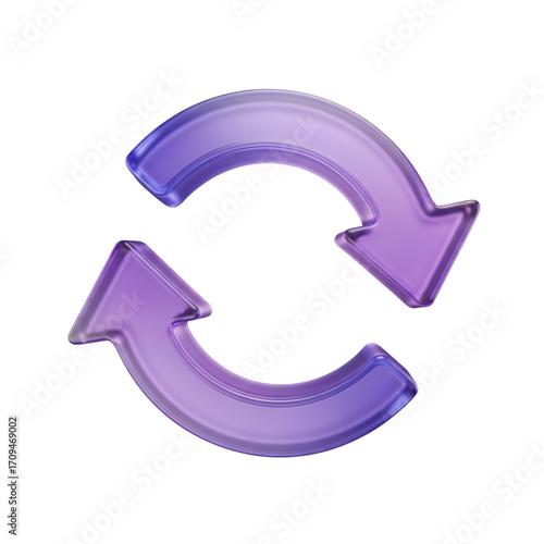 Purple circular arrows symbol isolated on transparent background