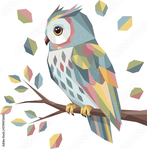 Minimal Cubist Owl in Forest  2
