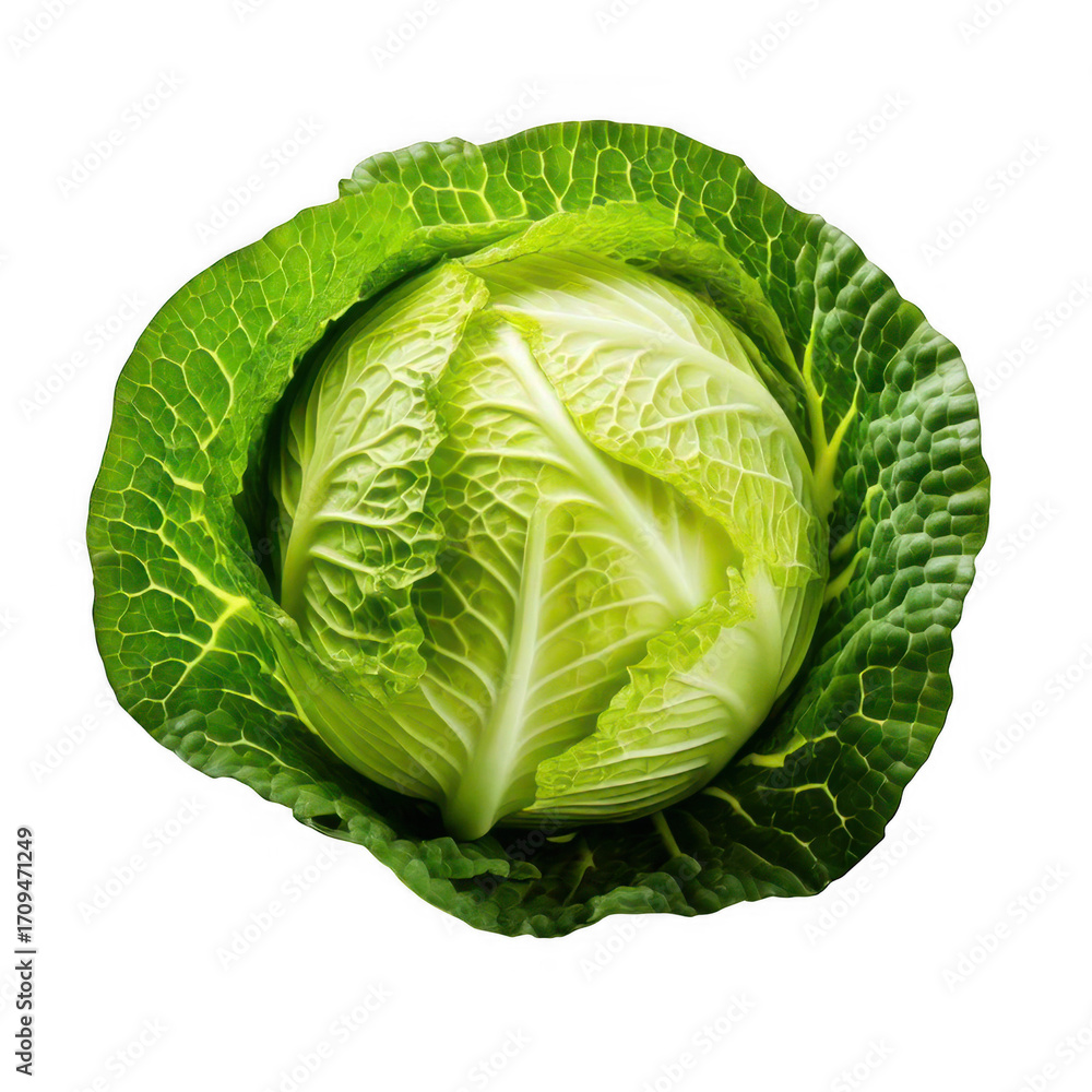 Fototapeta premium head of fresh cabbage isolated on white or transparent.