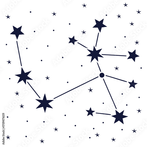Illustration of the sagittarius constellation, a zodiac sign associated with adventure, optimism, and freedom, depicted with stars and lines