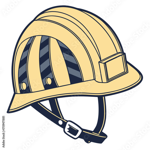 Illustration of a construction hard hat, symbolizing safety, protection, and the importance of workplace safety in construction and industrial settings