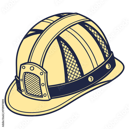 Illustration of a construction helmet, a protective headgear worn by construction workers to prevent head injury from falling objects