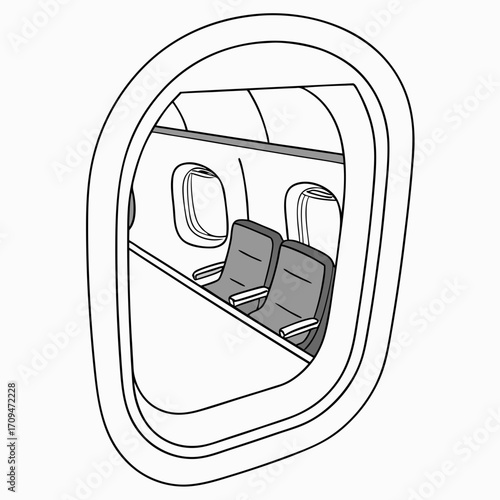 Airplane window view of seats a glimpse into the comfort and convenience of air travel, capturing the essence of journey