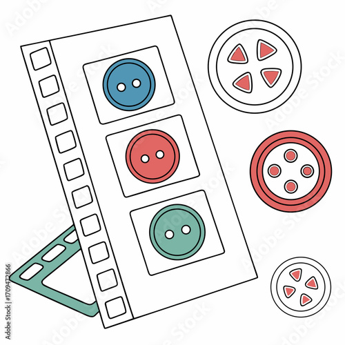 Display of colorful sewing buttons, perfect for showcasing craft supplies, fashion design elements, and creative projects, adding a touch of whimsy