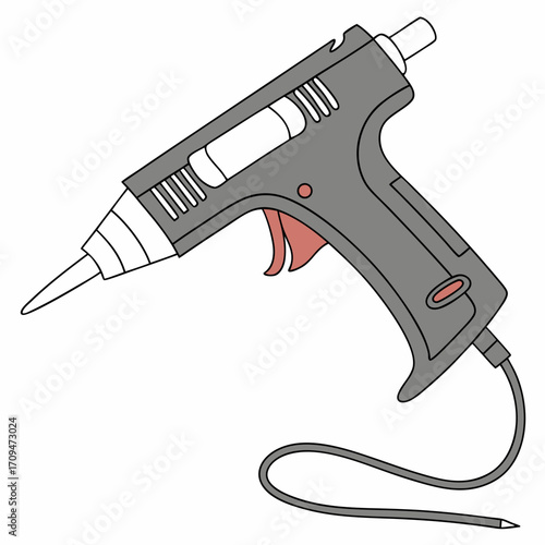 Illustration of a gray glue gun, a versatile tool for crafting and diy projects, perfect for bonding various materials securely