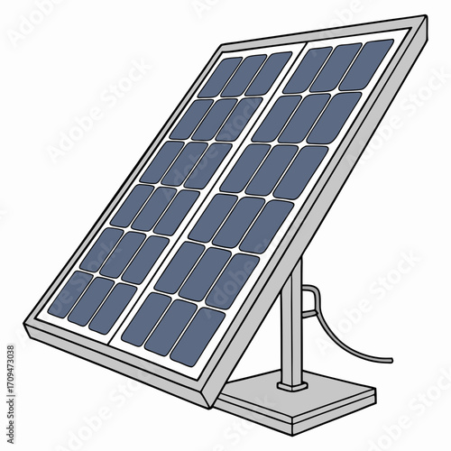 Illustration of a solar panel, a device that converts sunlight into electricity, it is a sustainable and renewable energy source