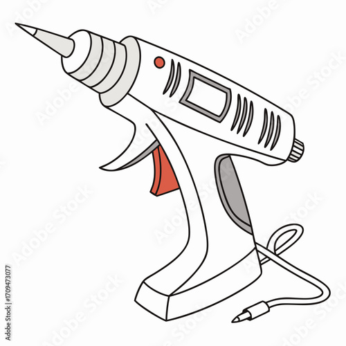 Illustration of a white glue gun, a handy tool for crafting and diy projects, ideal for bonding various materials with precision