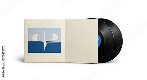 Classic Double Vinyl Record Isolated on White Background