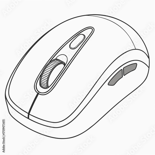 Illustration of a computer mouse, representing input device, technology, and user interface for navigation and interaction with digital systems