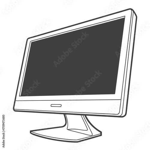 Illustration of a sleek computer monitor with a blank screen, perfect for showcasing designs or technology concepts, ideal for presentations and mockups