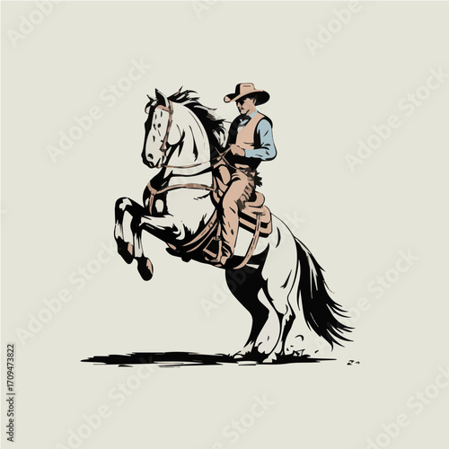 Rodeo Cowboy Illustration Perfect for Cutout Western Decor