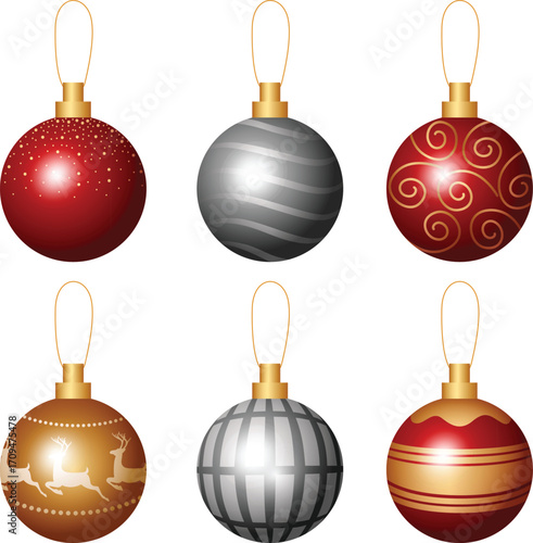 set of christmas balls vector