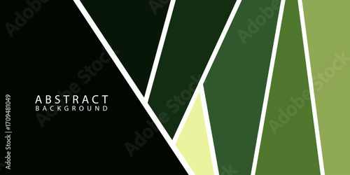 Green and white modern abstract wide banner with geometric shapes. Dark green and white abstract background. Eps10