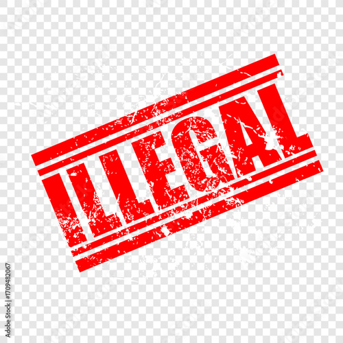 illegal, red rubber stamp, vector