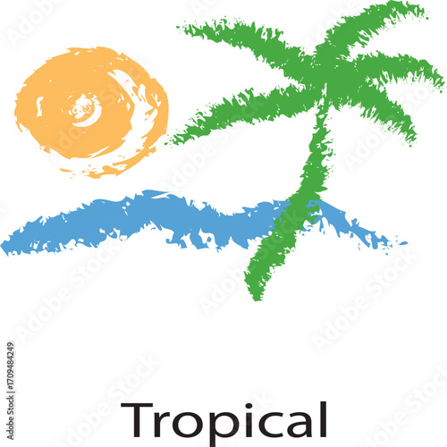 Vibrant tropical leaves and flowers design isolated on white background