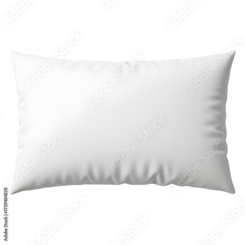 A fluffy white pillow on white or transparent background