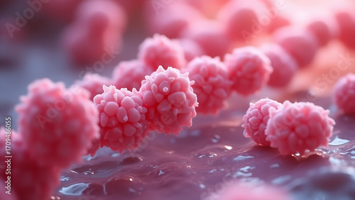 A microscopic image showing beneficial oral bacteria, specifically Streptococcus salivarius. 