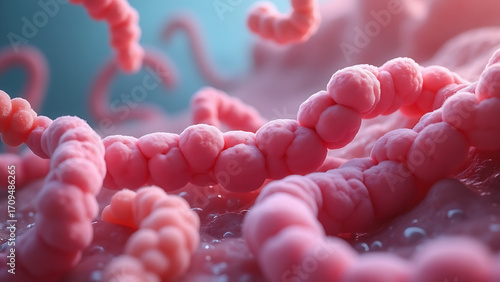 A microscopic image showing beneficial oral bacteria, specifically Streptococcus salivarius. 