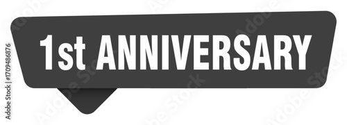 1st anniversary black sign isolated on transpatent background. 1st anniversary sticker