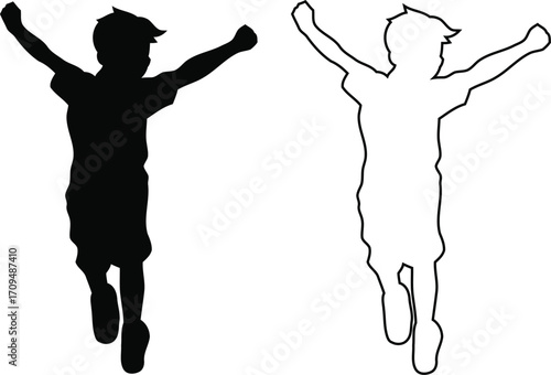 Children Silhouettes Active Kids with line art Icon set Eps 10