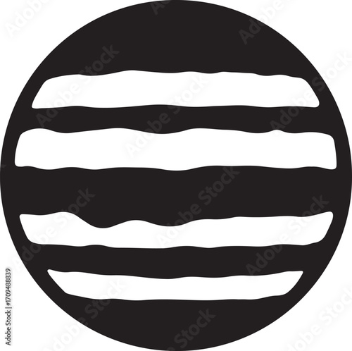 Jupiter silhouette vector, ideal for space, astronomy, planetary, and cosmic design projects.