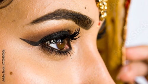 Close-up of woman's eyes and makeup