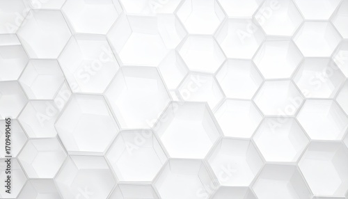 Minimalist White Hexagonal Grid Abstract Background in Light Gray on White Creating a Geometric Honeycomb Pattern with an Offset Square Design