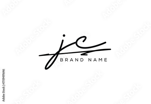 JC letter elegant cursive beauty handwriting logo.
