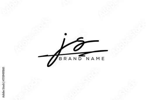 JS letter elegant cursive beauty handwriting logo.